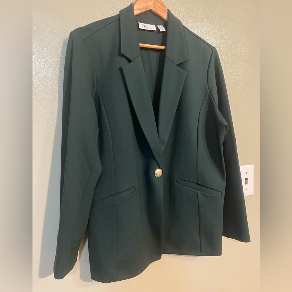 Tailored Susan Graver Ponte 350 Notch Collar  Green Blazer Office LP - Picture 3 of 9